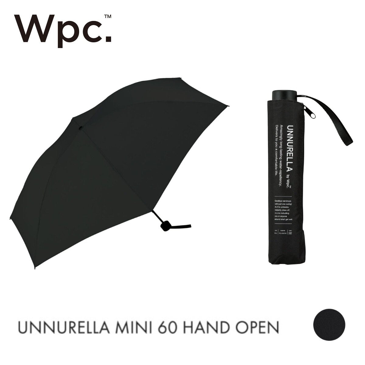 WPC - UNNURELLA MINI 60 Super Waterproof Folding Umbrella UN002｜Used in both rain and shine｜Sun protection｜Sunshade｜Retractable umbrella - black