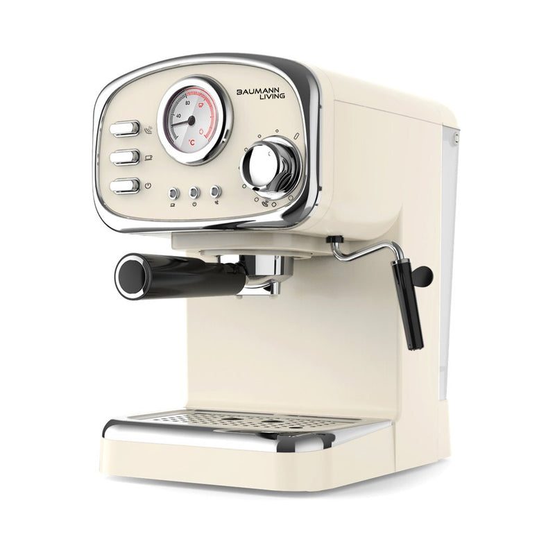 Baumann Living - Retro Espresso Machine Retro Espresso Machine with Milk Frother | Household small semi-automatic coffee machine BM-CM5015GS
