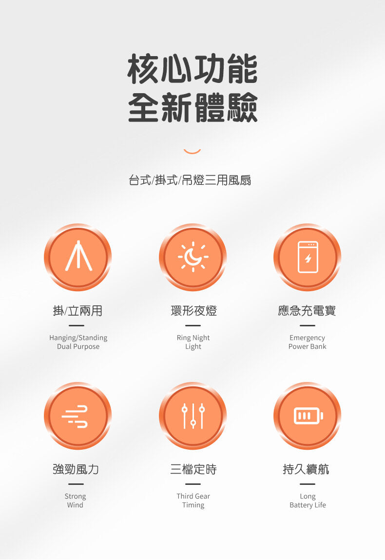 千琦 - 三腳架風扇｜座枱｜吊扇｜吊燈｜充電寶｜移動電源｜尿袋｜夜燈｜戶外露營風扇 SE-212HK