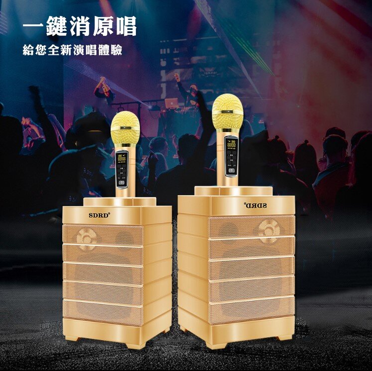 SDRD - 無線K歌神器 雙人對唱音響組合｜卡啦OK｜唱K｜雙音箱｜便攜｜雙麥克風｜一鍵消原唱｜立體環繞音效 SD-128