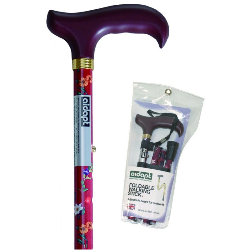 Aidapt Folding Walking Stick (Solid color handle) Mini Folding Walking Stick (Solid color handle)