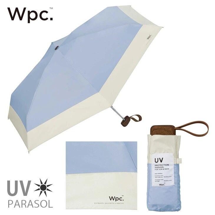 WPC - PATCHED TINY Mini folding umbrella for both rain and shine (801-6423)｜WPC｜Super lightweight｜Shrinkable umbrella｜Anti-UV｜Anti-UV｜Sun protection - Blue