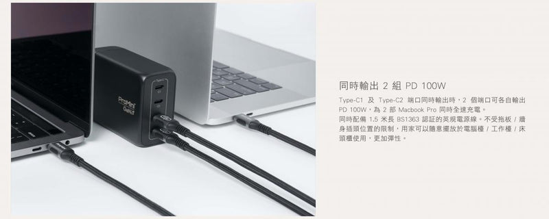 ProMini - Gs200 GaN氮化鎵 Quad Type-C GaN桌面式快速充電器｜Type-C充電器