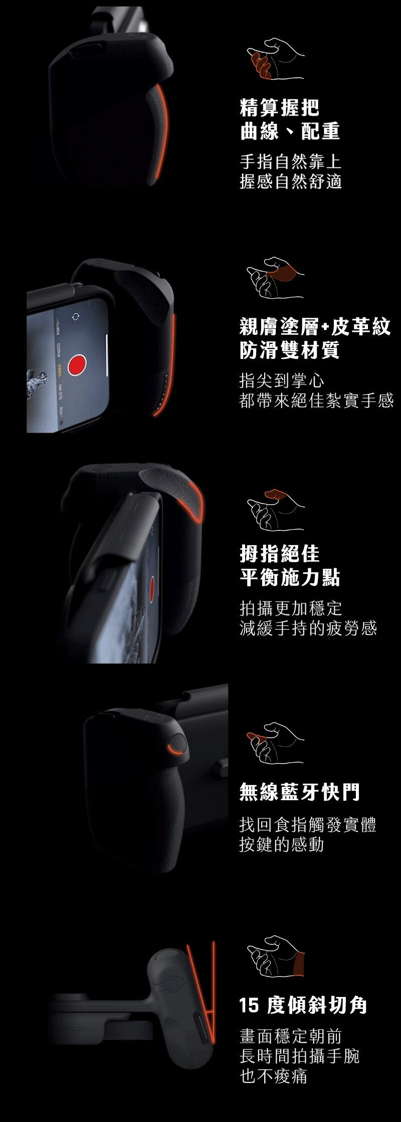 SHIFTCAM - ProGrip Starter Kit 攝影握把｜無線充電座｜行動電源｜手機拍攝支架｜人體工學｜藍牙快門按鈕