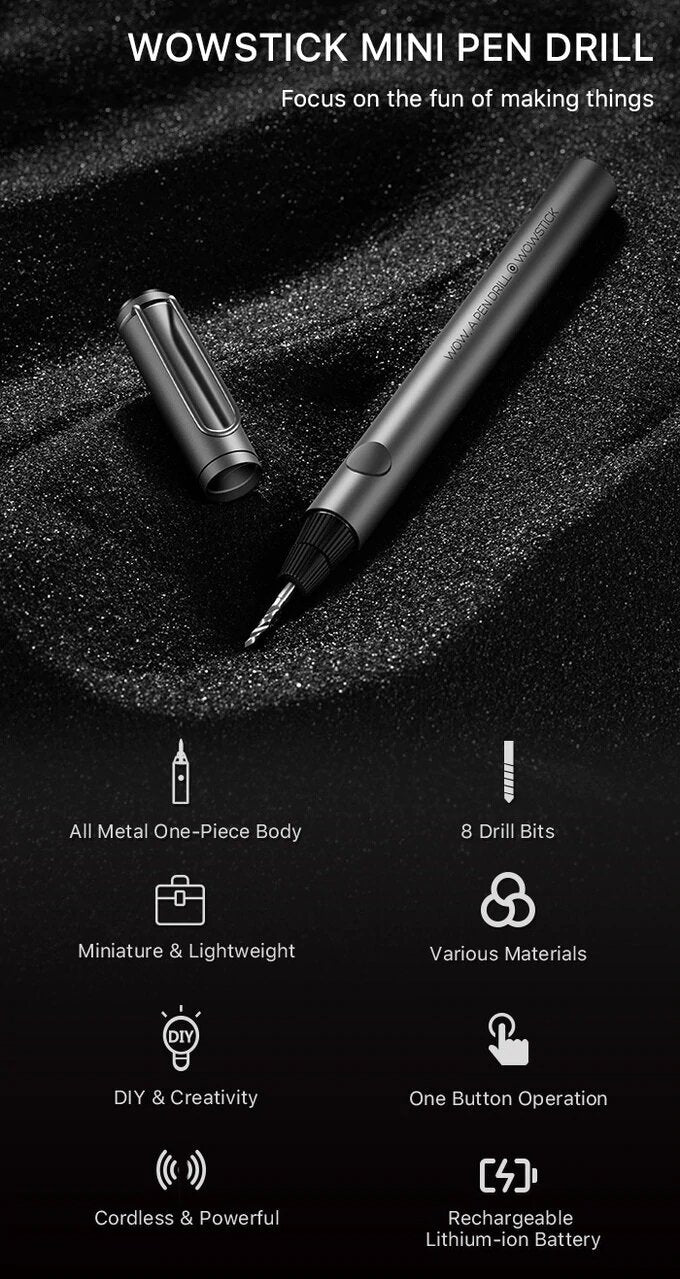 Wowstick - DRILL Metal Mini Electric Hand Drill | Lithium-Based Mini Electric Drill Pen | Electric Screwdriver | Rechargeable | Electric Screwdriver | Electric Drill